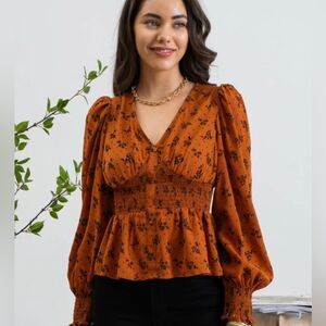 Mine rust and black corset style empire waist top size small